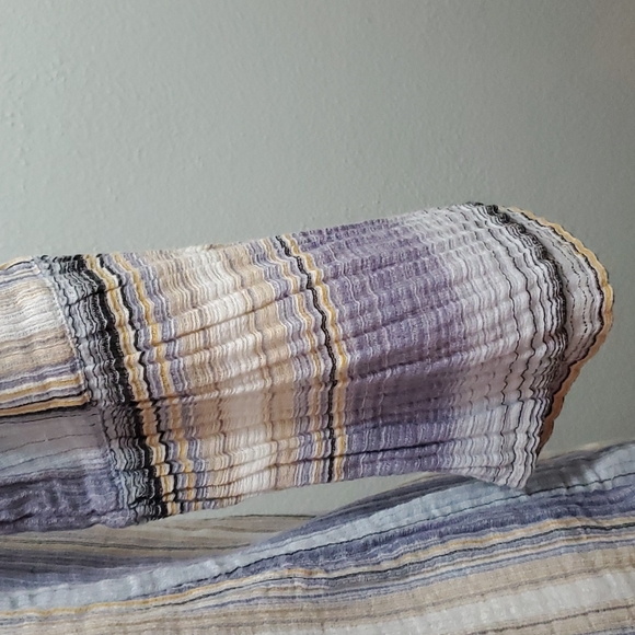 New Directions Womens Blue Striped Boho 3/4 Sleeve Embroidered Blouse-EUC-Sz S - Picture 4 of 15